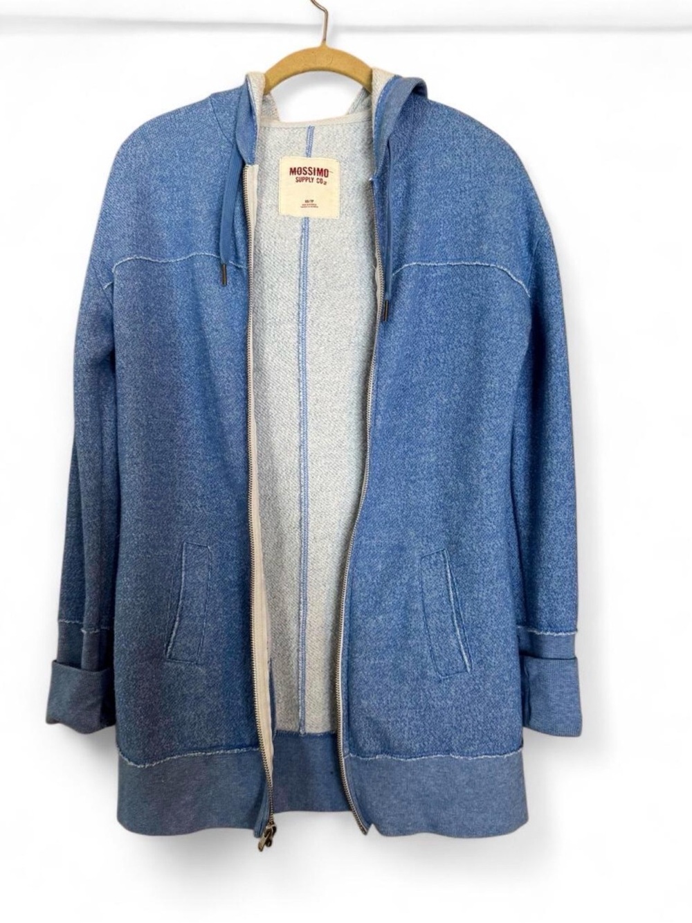 Mossimo Supply Co. Blue Zip-Up Hoodie Bomber Jacket